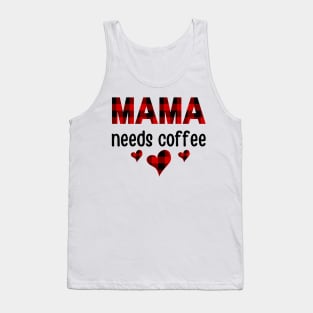 Mama Needs Coffee in Buffalo Plaid Pattern Tank Top